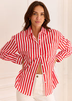 Tanaïs | Women's Shirt with Striped Cotton Design | Stylish Long Sleeve Top for Versatile Wear
