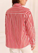 Tanaïs | Women's Shirt with Striped Cotton Design | Stylish Long Sleeve Top for Versatile Wear