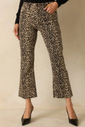 Women's Terrific Timing Leopard Print Cropped Flare Jeans | 96% Cotton 0