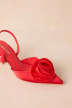Women's The Beats Of My Heart Red Slingback Kitten Heels | Heel measures 2.5" 4