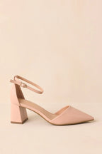 Women's The Perfect Occasion Beige Pointed Toe Ankle Strap Block Heels | Heel measures 2.25" 1