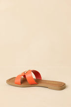 Women's Time After Time Orange Faux Leather Sandals | All Man Made Materials 6
