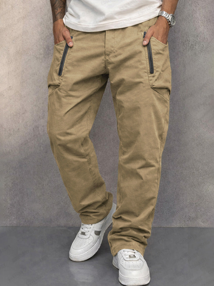 Cotton Cargo Pants — Elastic Waist, Multi-Pocket