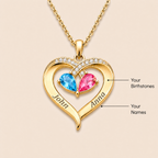 Personalized names birthstone necklace detail