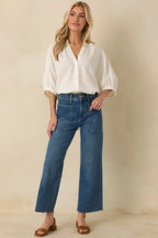 Women's Under Open Skies White Cotton Long Flowy Blouse | 100% Cotton 2