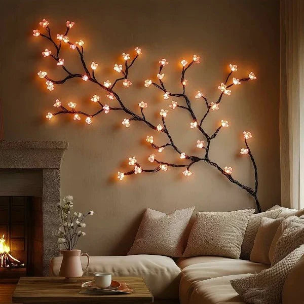 LED lighted decorative branch wall art warm white