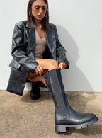 Vegan Leather Knee High Boots for Women with Platform Base | Stylish Long Boots for Eco-Friendly Comfort