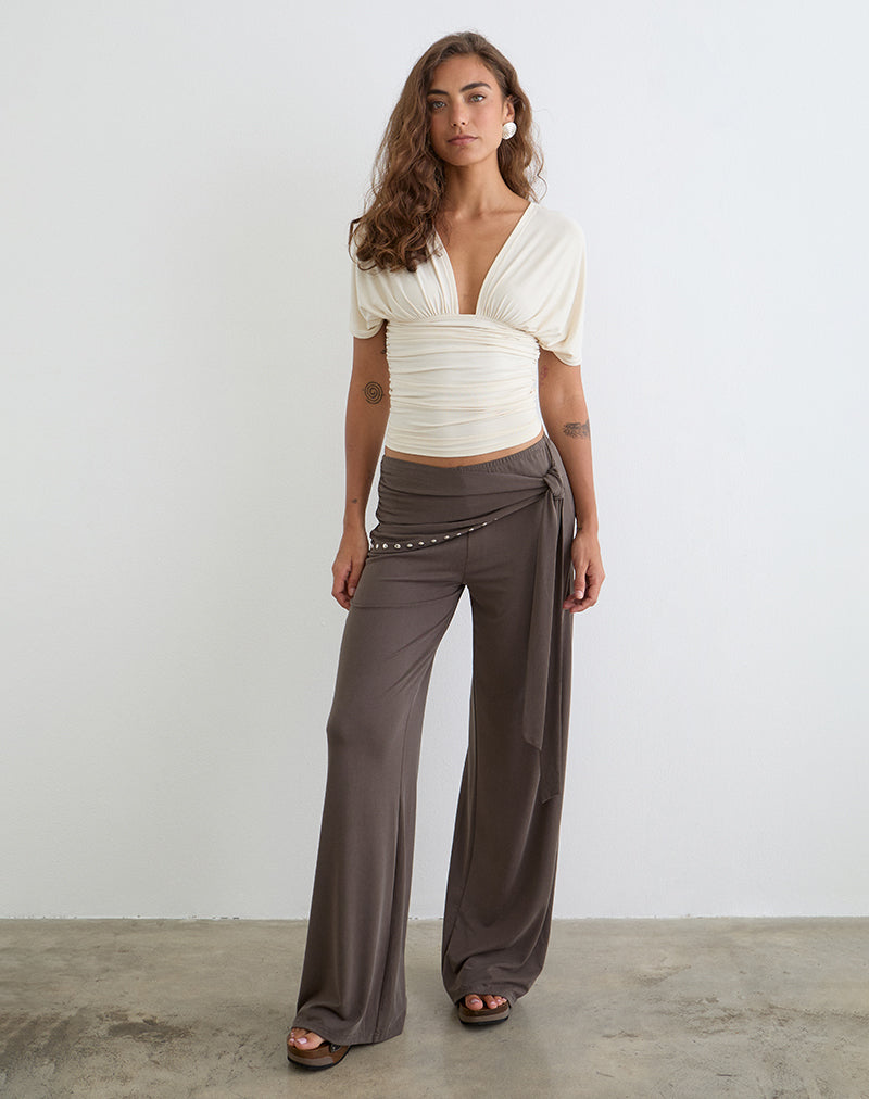 Vernia Collection | Women's Top with Plunge V-Neck & Batwing Sleeves | Stylish Blouse for Effortless Elegance
