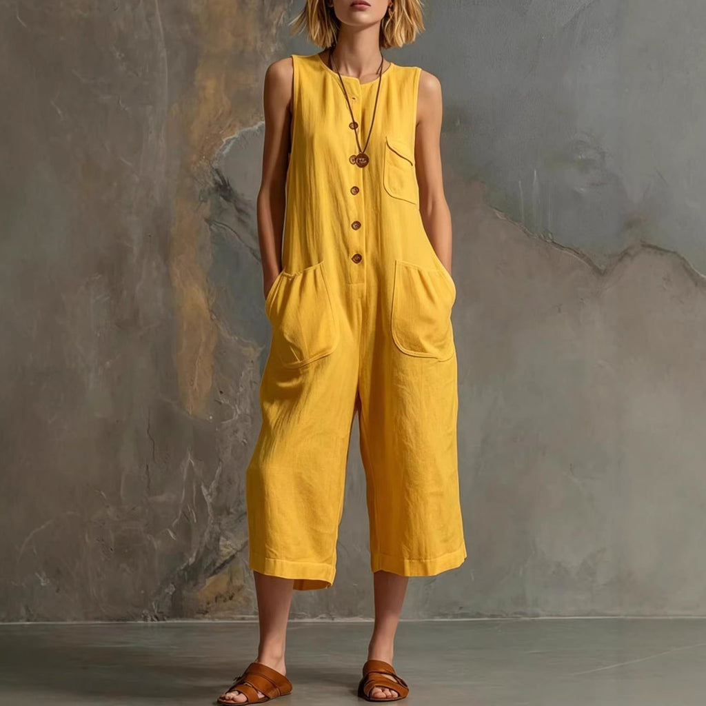 Vintage-Inspired | Women's Wide-Leg Jumpsuit with Sleeveless Design | Chic Retro Style for Effortless Fashion
