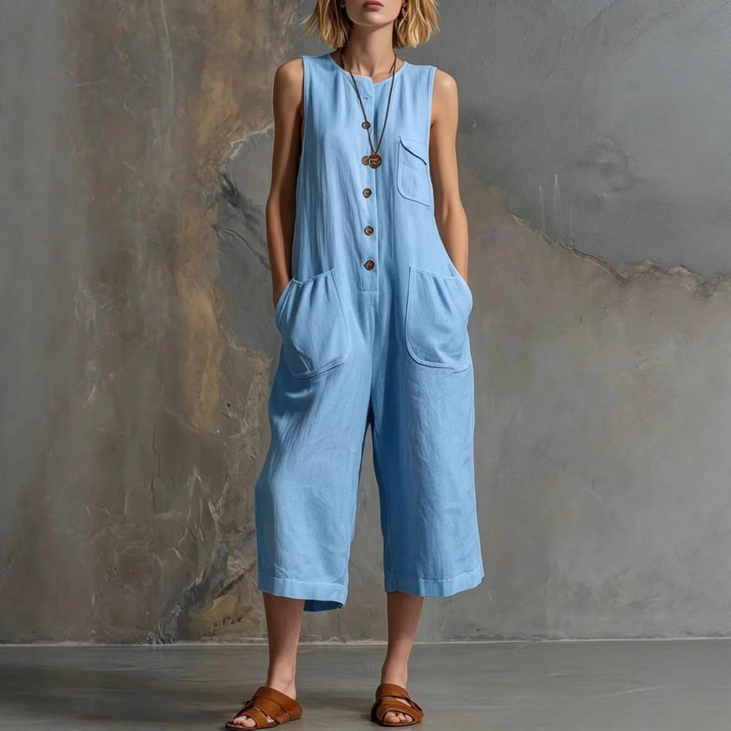 Vintage-Inspired | Women's Wide-Leg Jumpsuit with Sleeveless Design | Chic Retro Style for Effortless Fashion