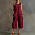 Vintage-Inspired | Women's Wide-Leg Jumpsuit with Sleeveless Design | Chic Retro Style for Effortless Fashion