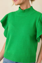 Women's Watch Her Work Kelly Green Knit Flutter Sleeve Top | 60% Cotton & 40% Acrylic 6