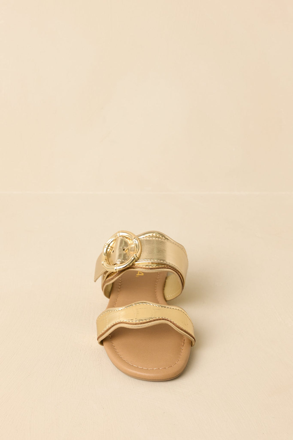 Women's Waves Of My Heart Gold Crocodile Sandals | All Man Made Materials 3
