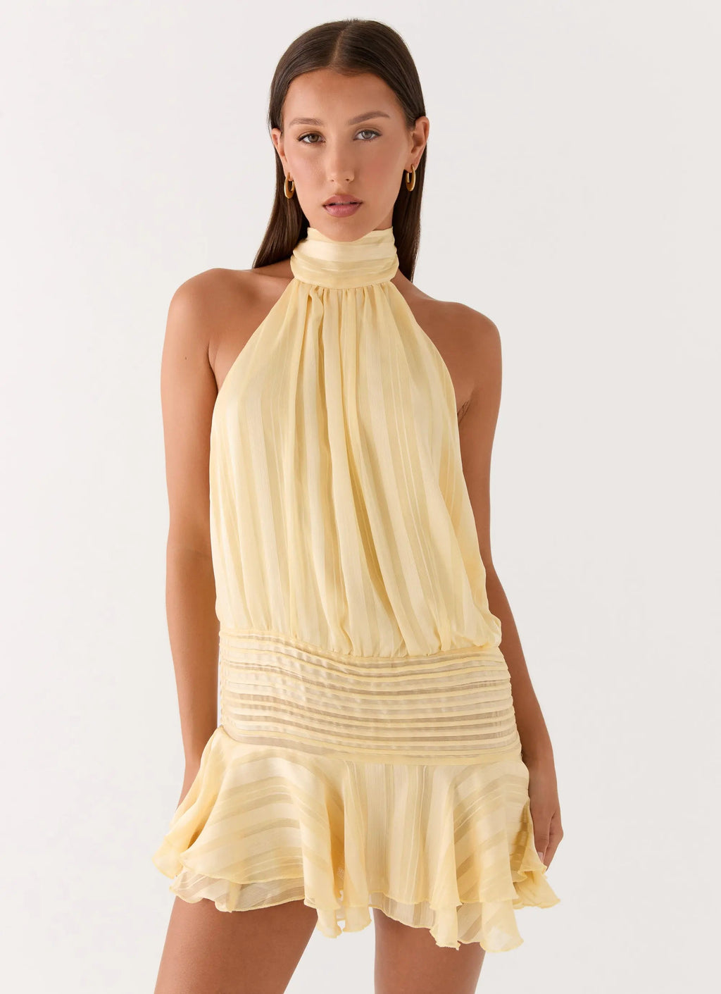 Women's Willow Collection | Women's Chiffon Mini Dress with Halter Neckline | Flattering Fit for Summer Events | Halter  0