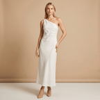 Women Midi Dress Sleeveless Linen Asymmetrical Hem Fit
