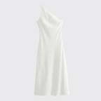 Women Midi Dress Sleeveless Linen Asymmetrical Hem Fit
