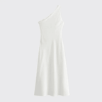 Women Midi Dress Sleeveless Linen Asymmetrical Hem Fit