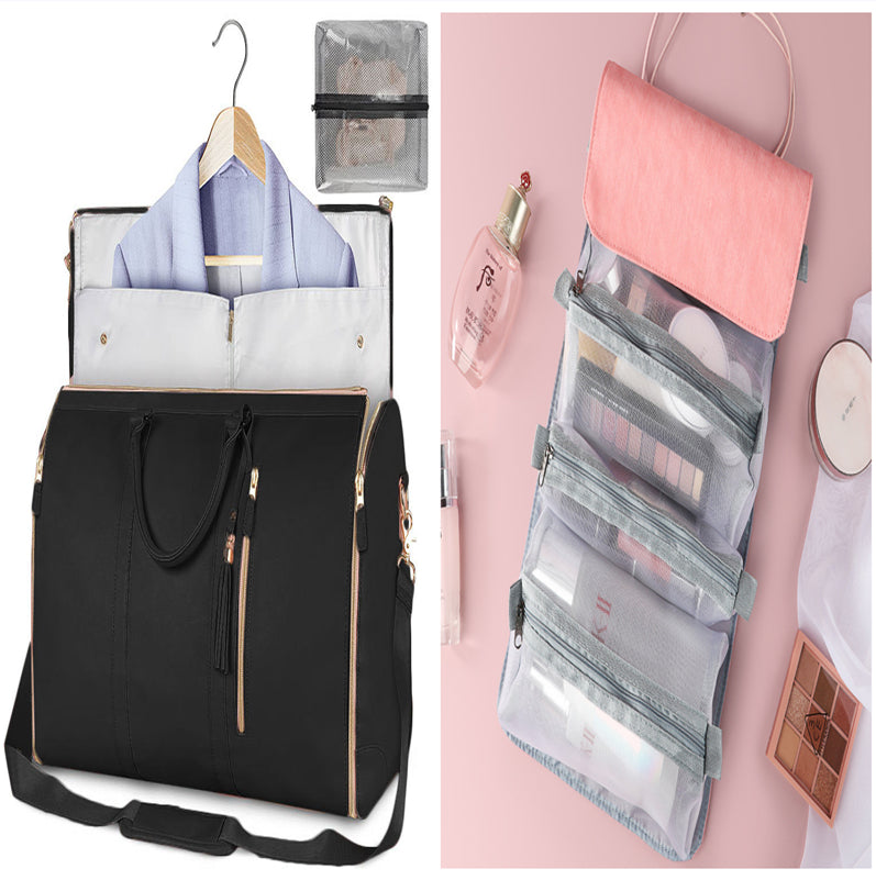 Foldable waterproof duffle tote packed for travel