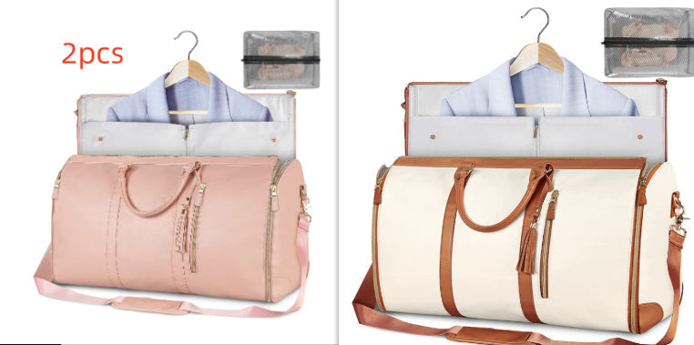 Foldable travel tote bag carry handles