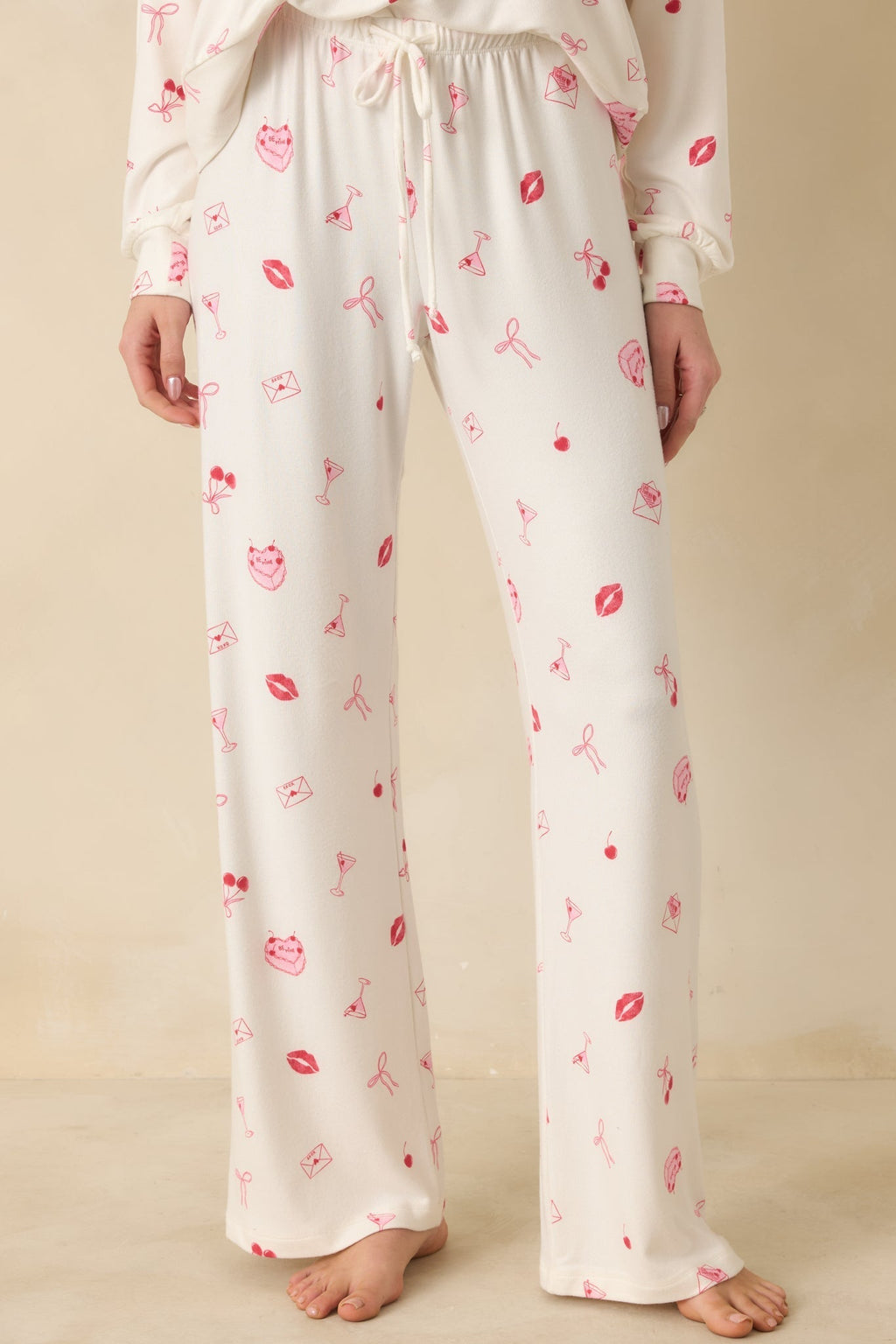 Women's Z Supply Ivory Multi So Sweet Pajama Pants | 95% Polyester & 5% Spandex 0