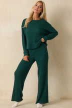 Women's Z Supply Mistletoe Green Dawn Smocked Ribbed Knit Pants | 97% Polyester & 3% Spandex 1