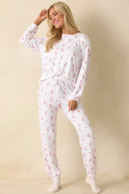 Women's Z Supply White Knit Cozy Candy Pajama Pants | 95% Polyester & 5% Spandex 3