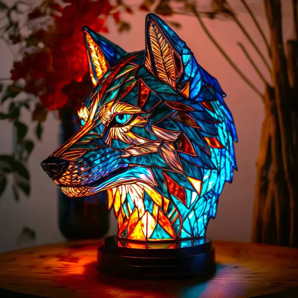 Artistic sculptural table lamp - Wolf design
