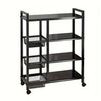 4-Tier Rolling Storage Rack — Metal Shelf with Wire Baskets & Wheels