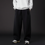 Oversized wide-leg sweatpants elastic waistband detail