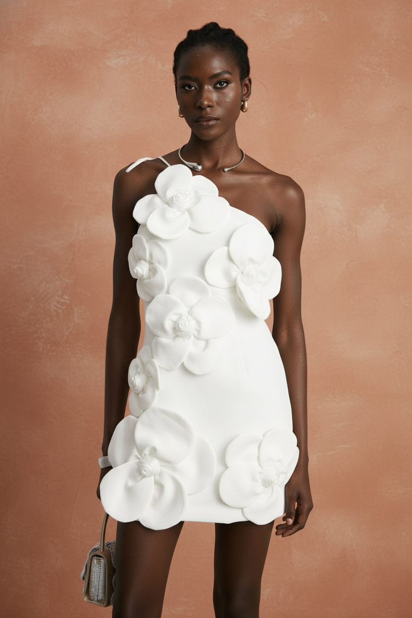 White Asymmetrical Cocktail Dress — Elegant