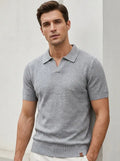 Men's knit poly-viscose short-sleeve polo shirt on a male model lifestyle shot