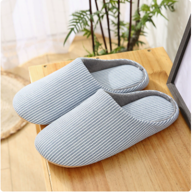 Light blue cotton house slippers