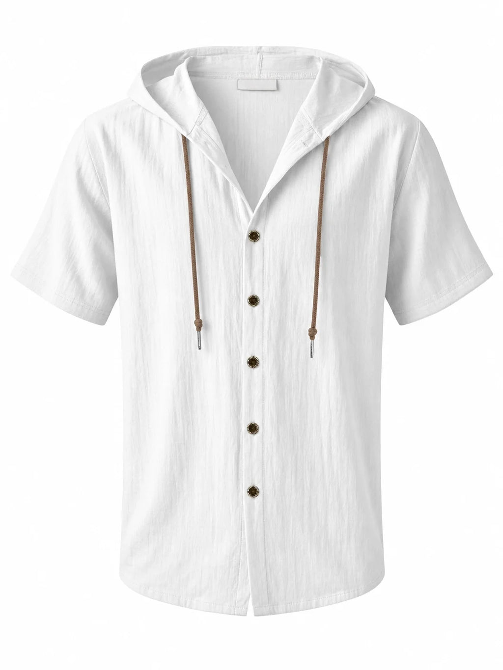 Men's Linen Hooded Short Sleeve Shirt – Loose Fit Lightweight...