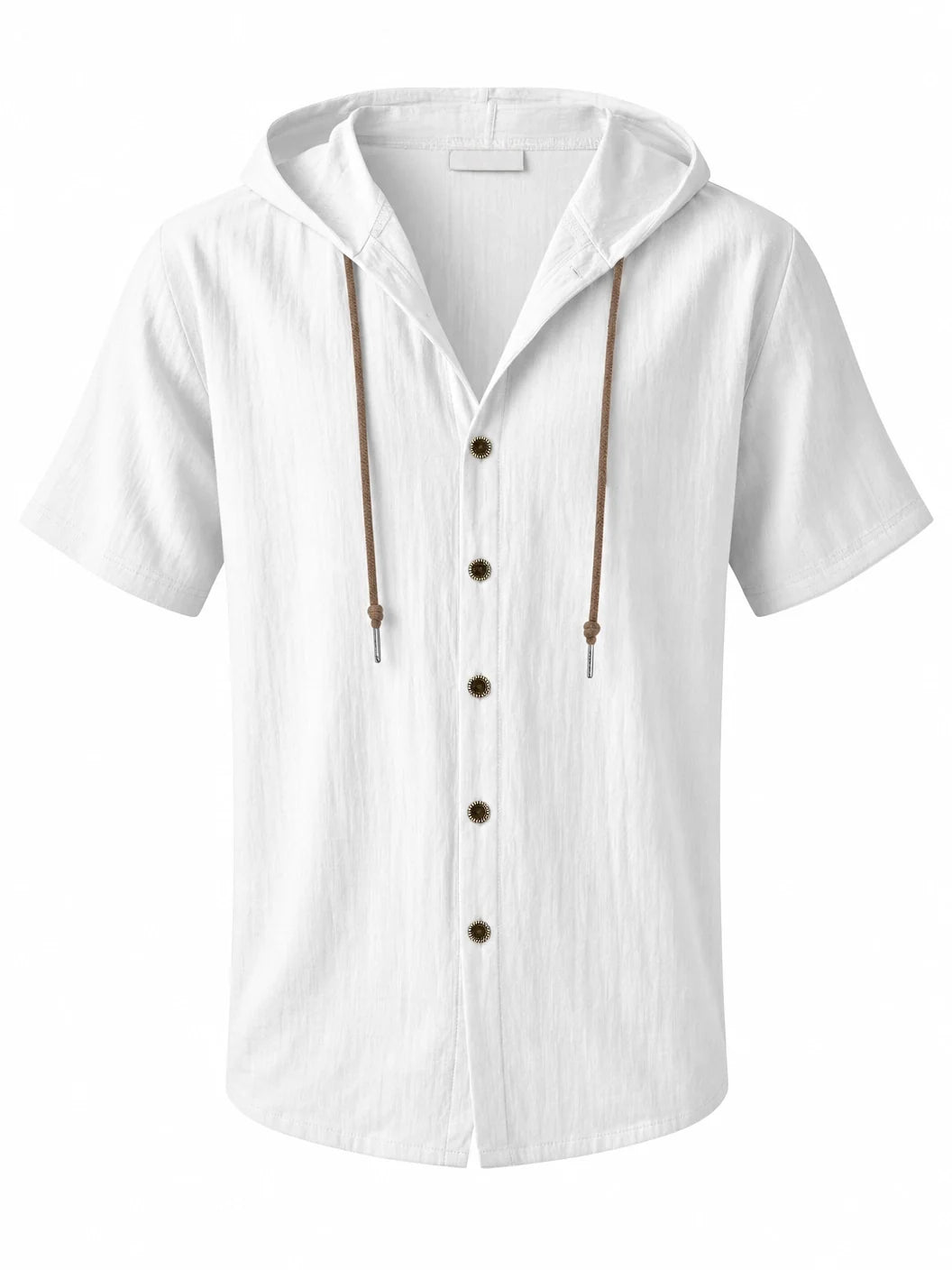 Men's Linen Hooded Short Sleeve Shirt – Loose Fit Lightweight...