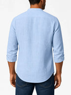 Men's Shirt – Long Sleeve Mandarin Collar Breathable Casual...