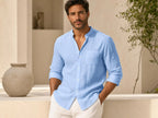 Men's Shirt – Long Sleeve Mandarin Collar Breathable Casual...