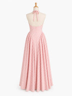 Women's Elegant French Style Pleated Maxi Dress – V-Neck Ruched...