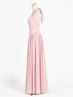 Women's Elegant French Style Pleated Maxi Dress – V-Neck Ruched...