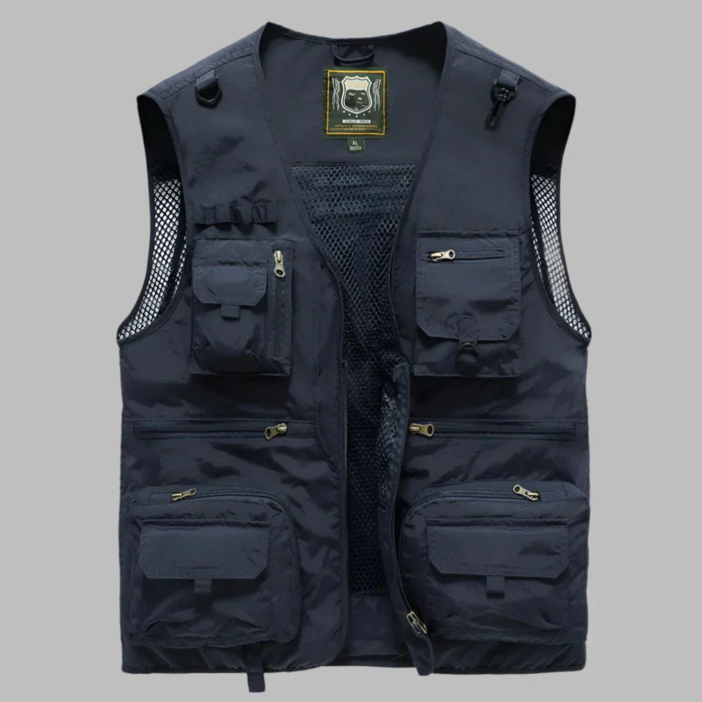 Multi-Pocket Utility Vest in Dark Blue