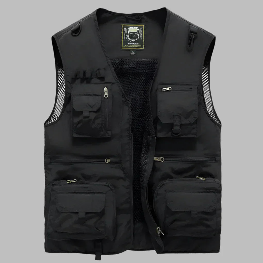 Multi-Pocket Utility Vest in Black