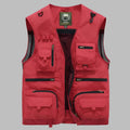 Multi-Pocket Utility Vest in Red