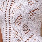 Women's Crochet Hollow Out Beach Cover-Up Dress – Split Hem Boho...