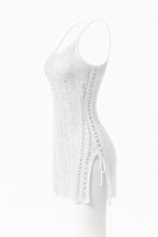 Women's Crochet Hollow Out Beach Cover-Up Dress – Split Hem Boho...